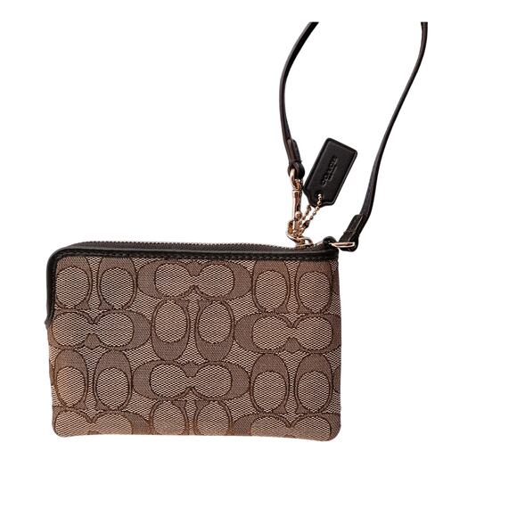 Coach Corner Zip Wristlet In Signature Canvas Brown Reg. $88 - Picture 5 of 7